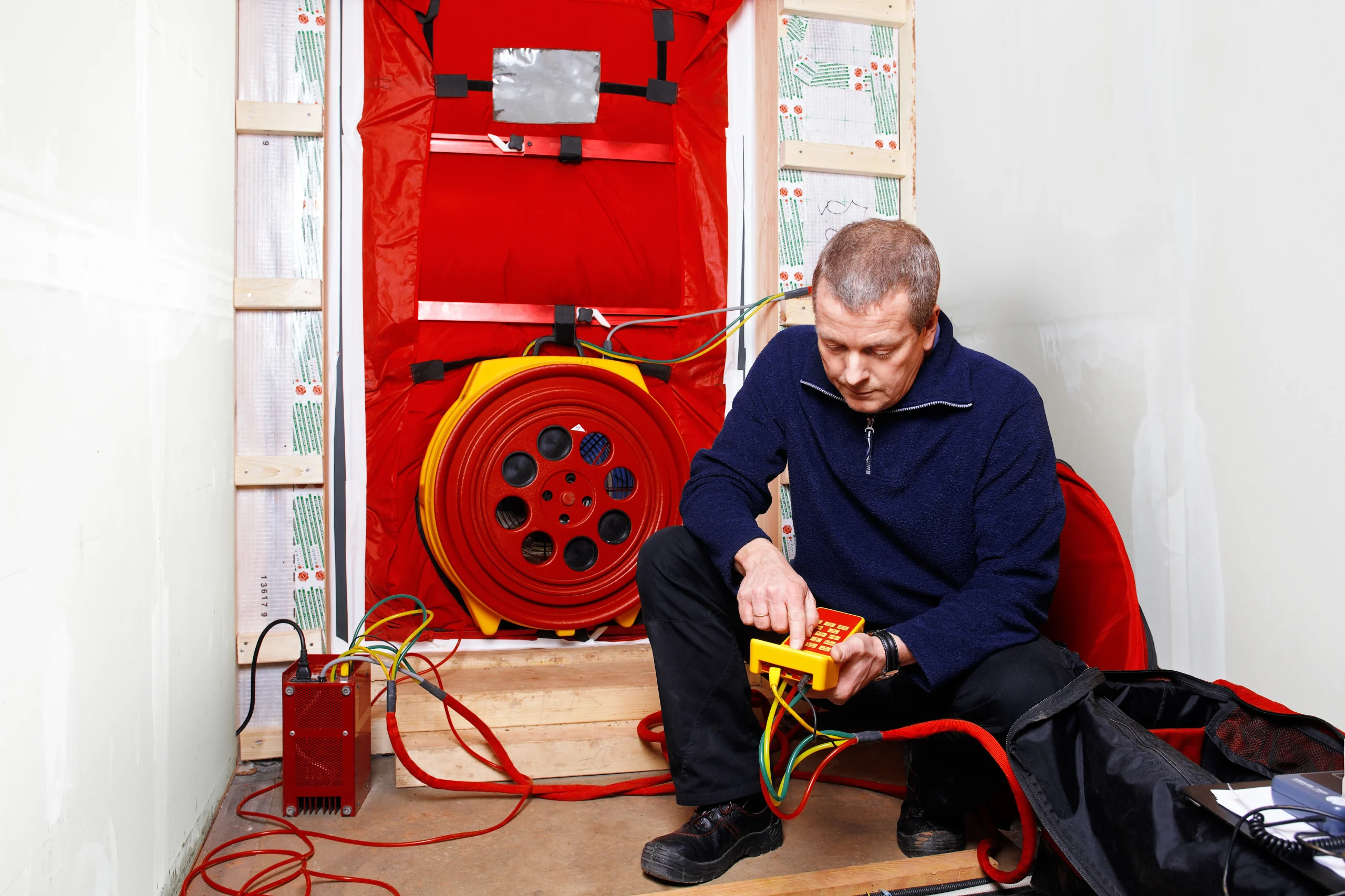 Blower door testing